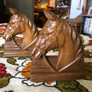Vintage Plastic Burwood Products Horse Head Bookends